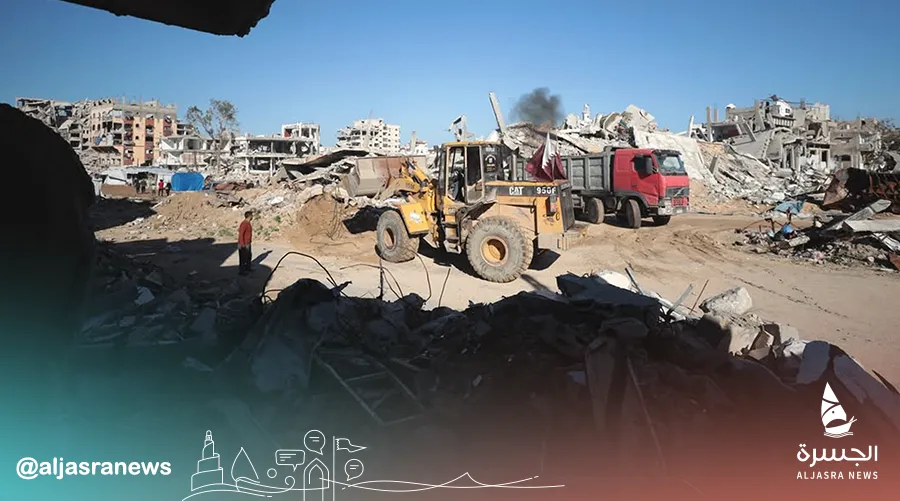 اللجنة القطرية تواصل فتح وتعبيد "شارع 8" بغزة