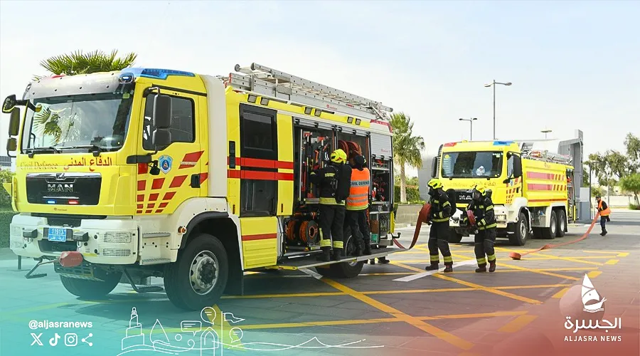 وزارة الداخلية تنفذ تمرينًا لمحاكاة حريق في حافلة نقل عام